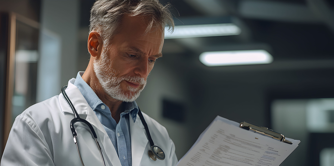 Médico analisando
